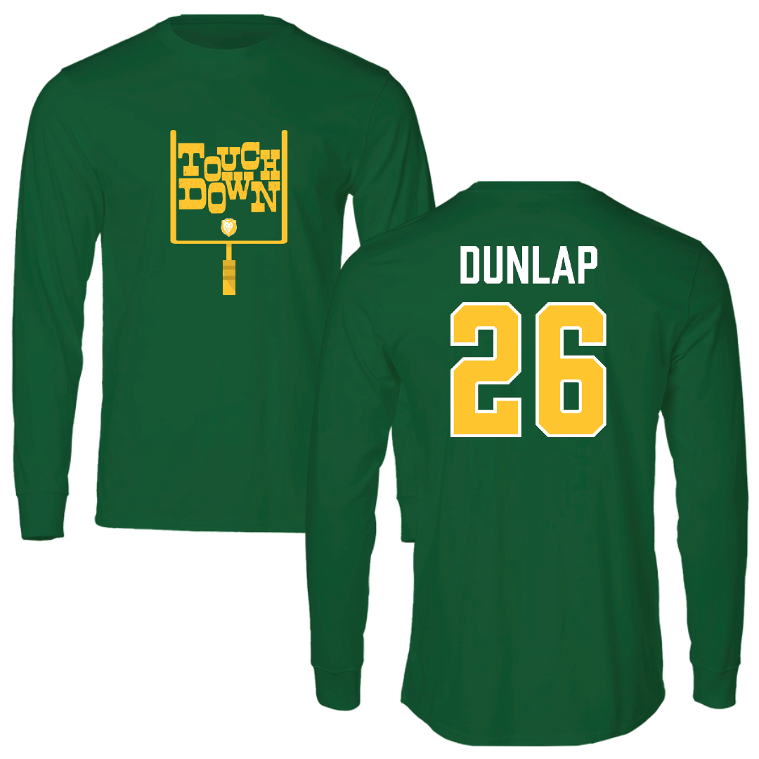 Southeastern Louisiana University Football Green Touchdown Long Sleeve - #26 Austin Dunlap