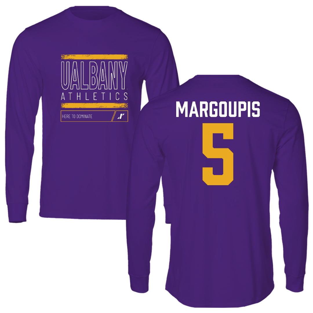 University at Albany Basketball Purple Dominate Long Sleeve - #5 Jack Margoupis