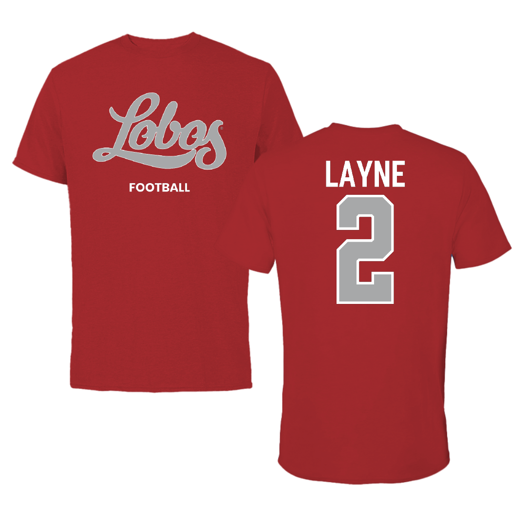 University of New Mexico Football Canvas Red Tee - #2 Jack Layne