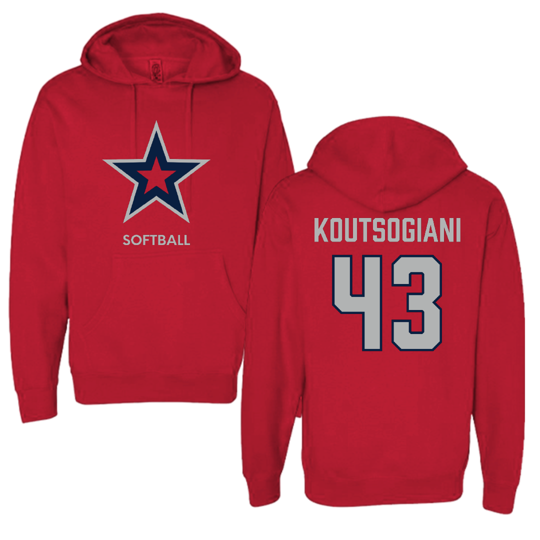 Robert Morris University Softball Red Mascot Hoodie - #43 Alaina Koutsogiani