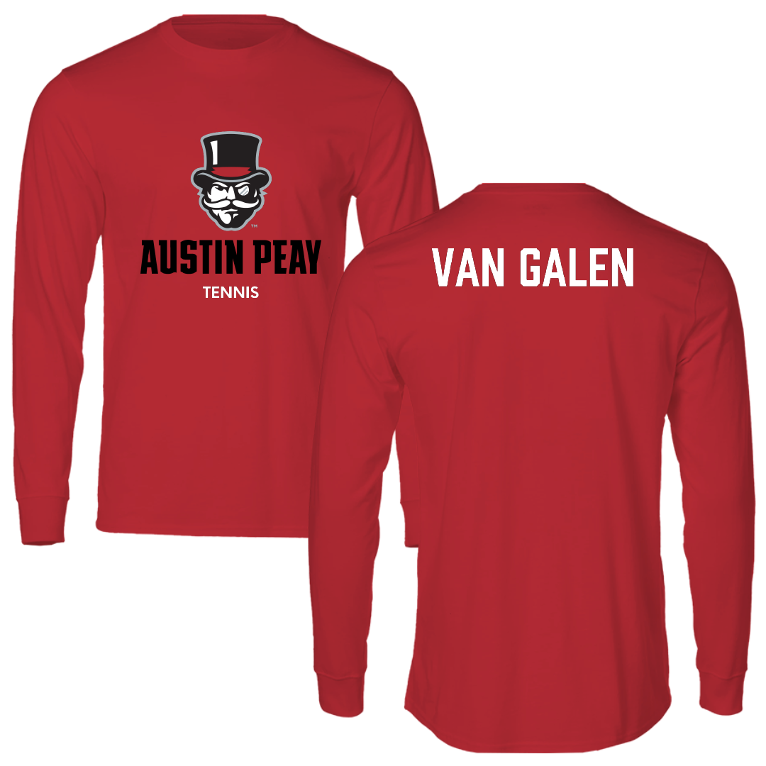 Austin Peay State University Tennis (M) Red Mascot Long Sleeve - Bodi Van Galen