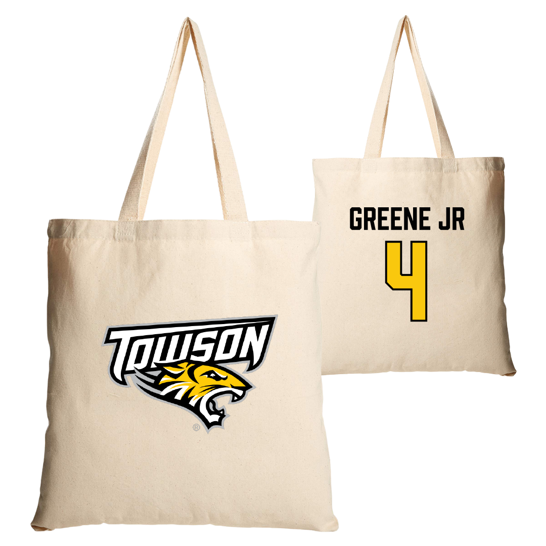 Towson University Football Tan Canvas Tote Bag - #4 Tyrell Greene Jr