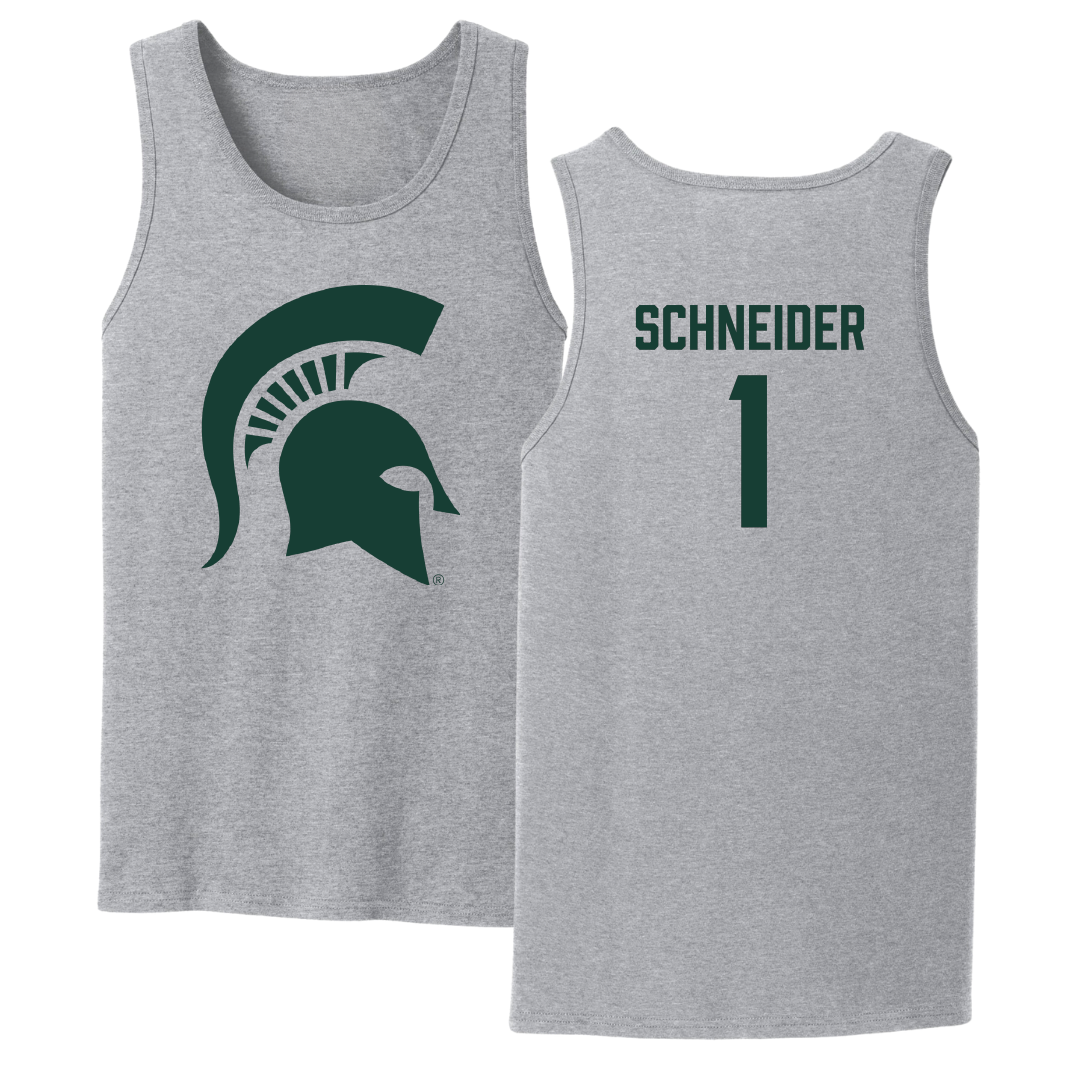 Michigan State University Volleyball Sport Gray Tank Top - #1 Lia Schneider