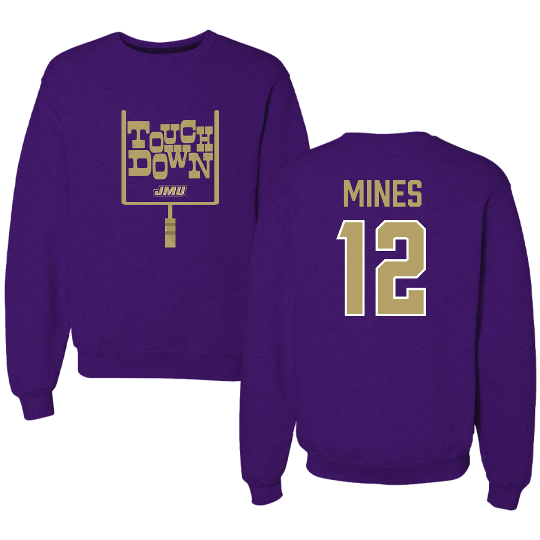 James Madison University Football Purple Touchdown Crewneck - #12 Jayden Mines