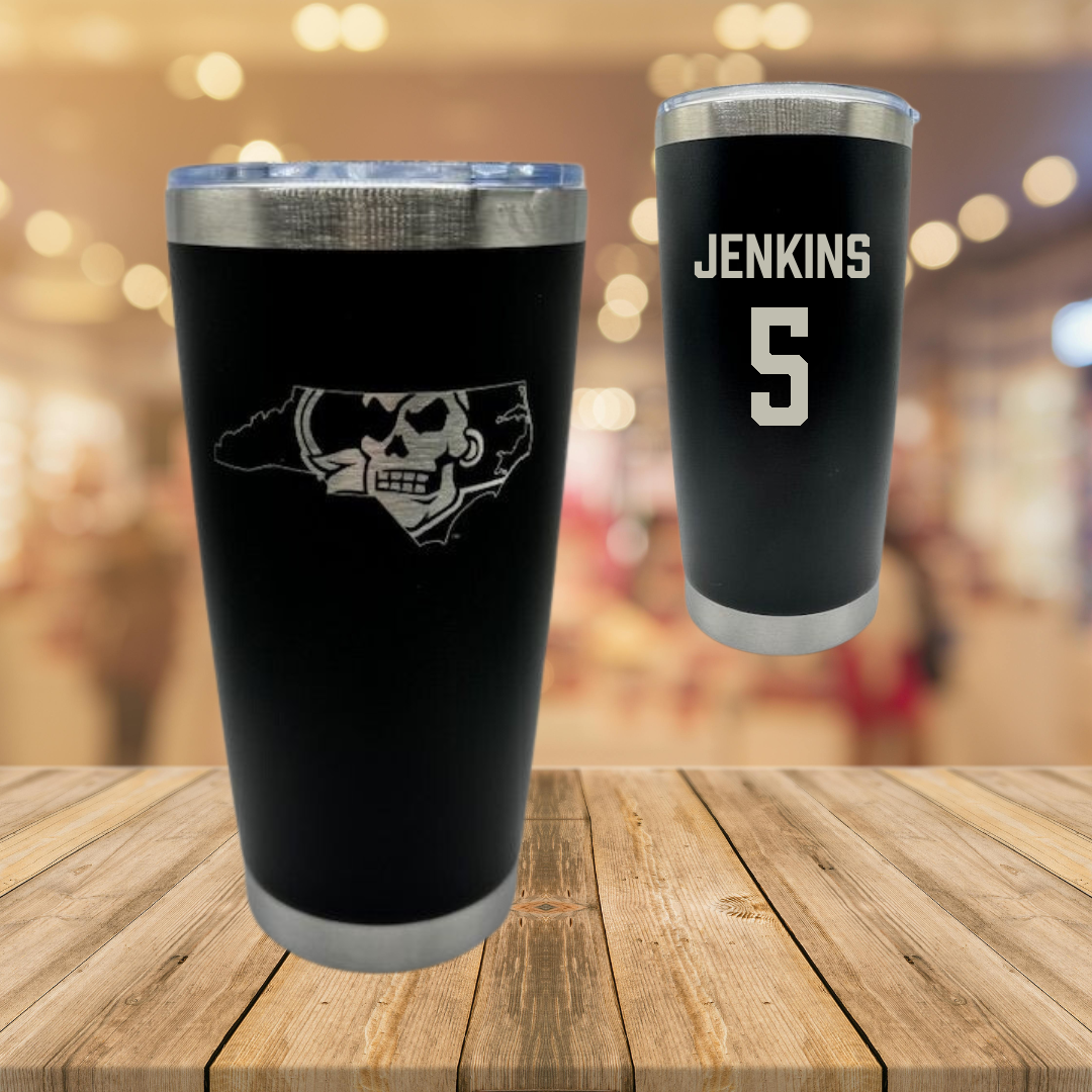 East Carolina University Football Black Stainless Steel Tumbler - #5 Parker Jenkins