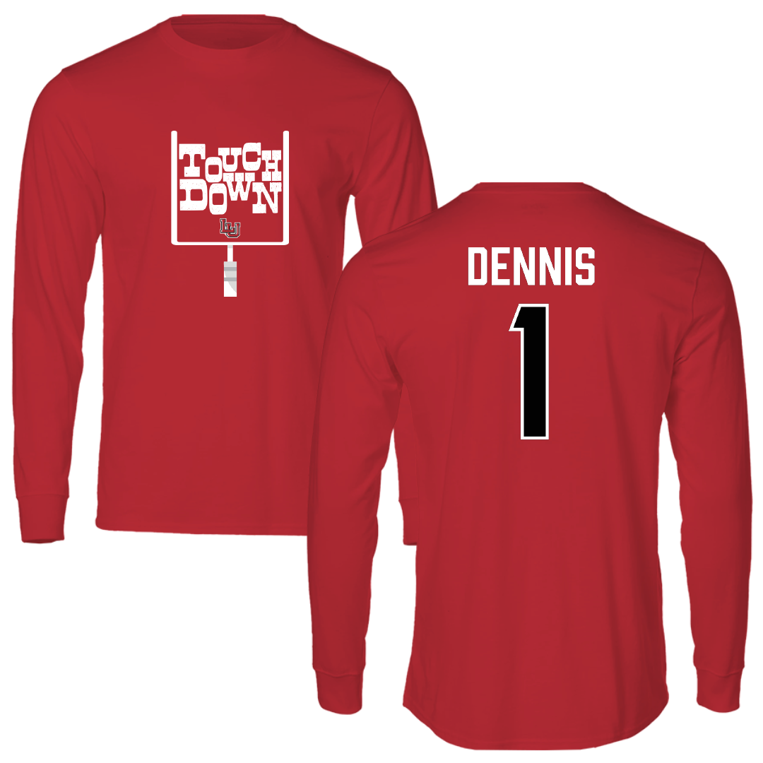 Lamar University Football Red Touchdown Long Sleeve - #1 Andre Dennis
