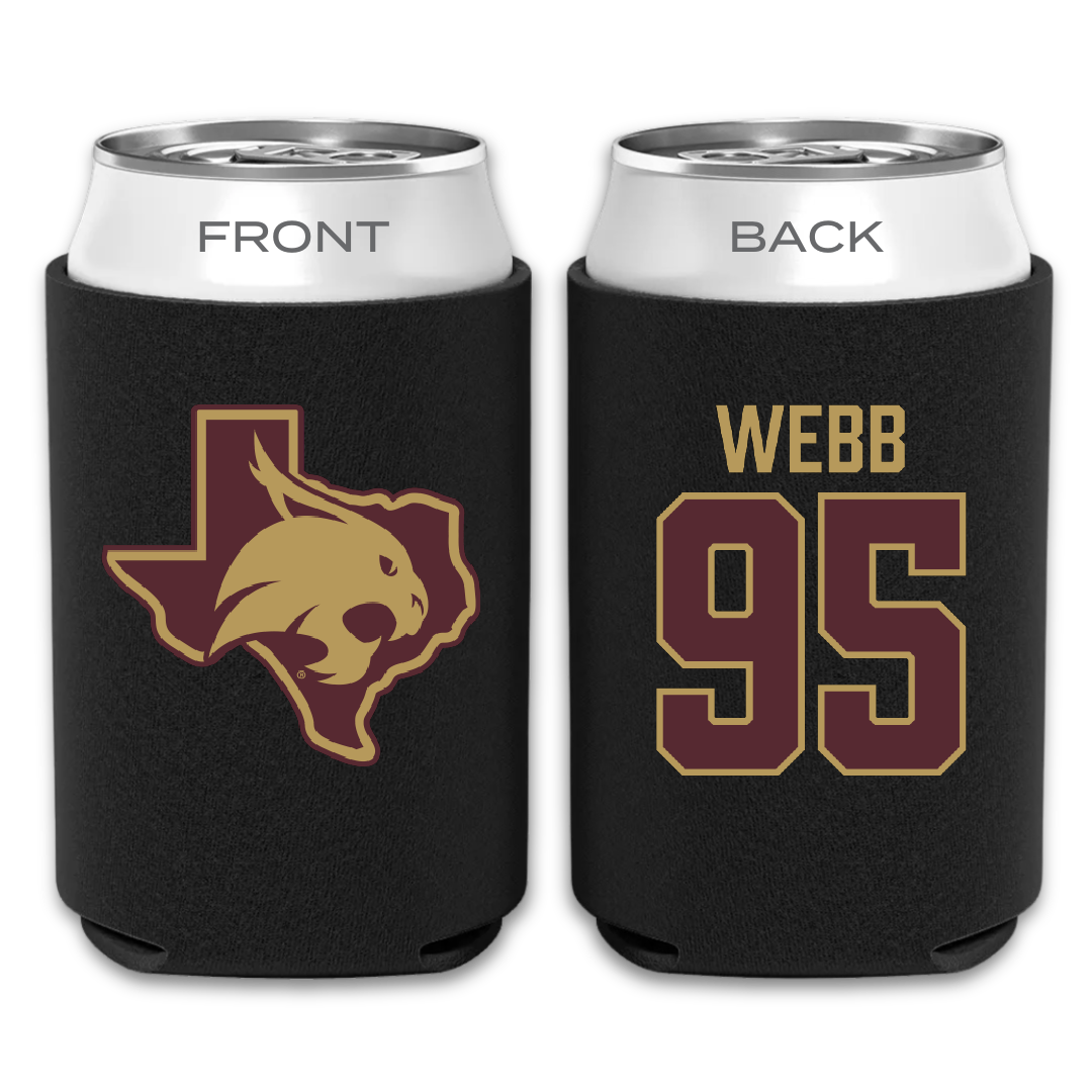 Texas State University Football Black Can Cooler - #95 Terry Webb