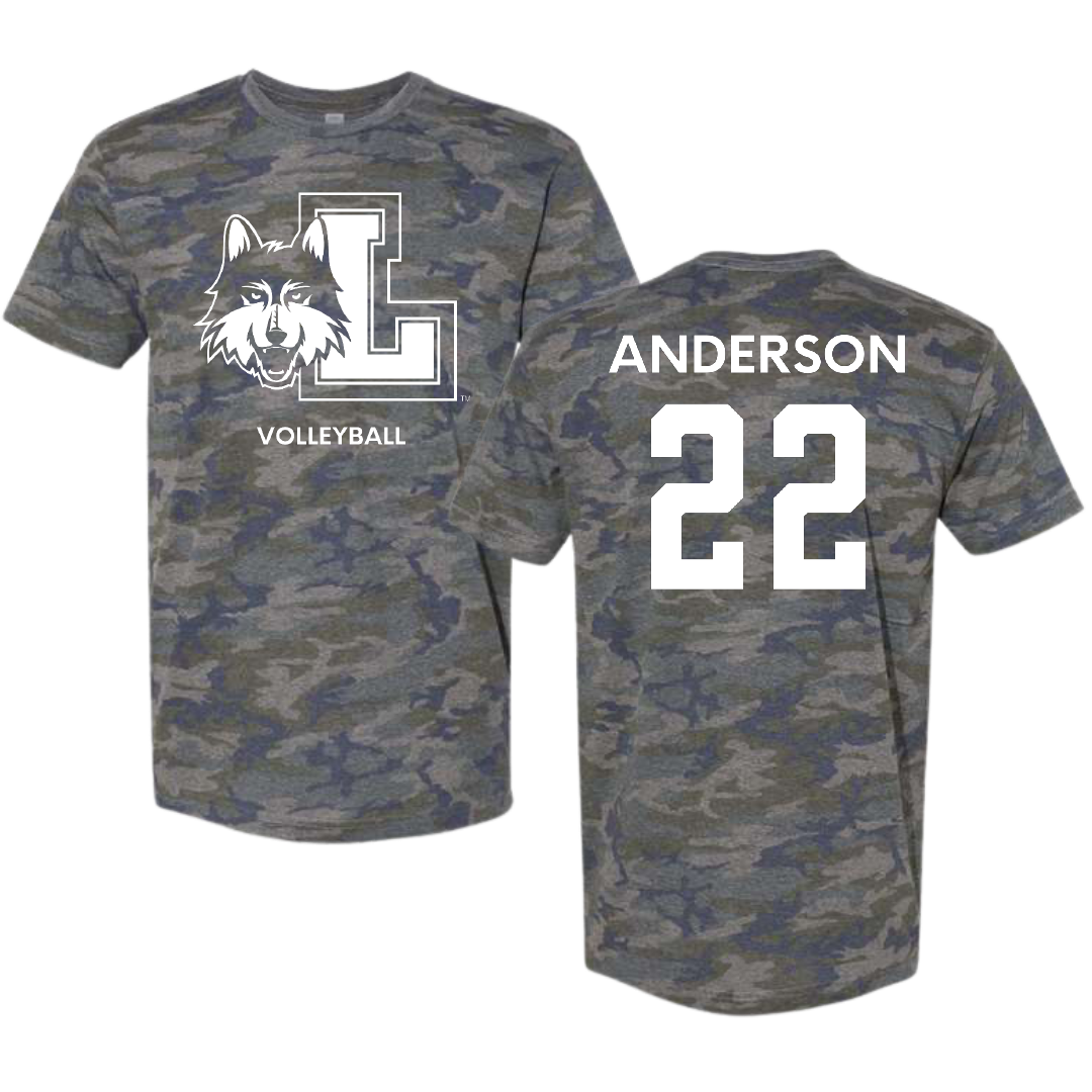 Loyola University-Chicago Volleyball (M) Vintage Camo Tee - #22 Lukas Anderson