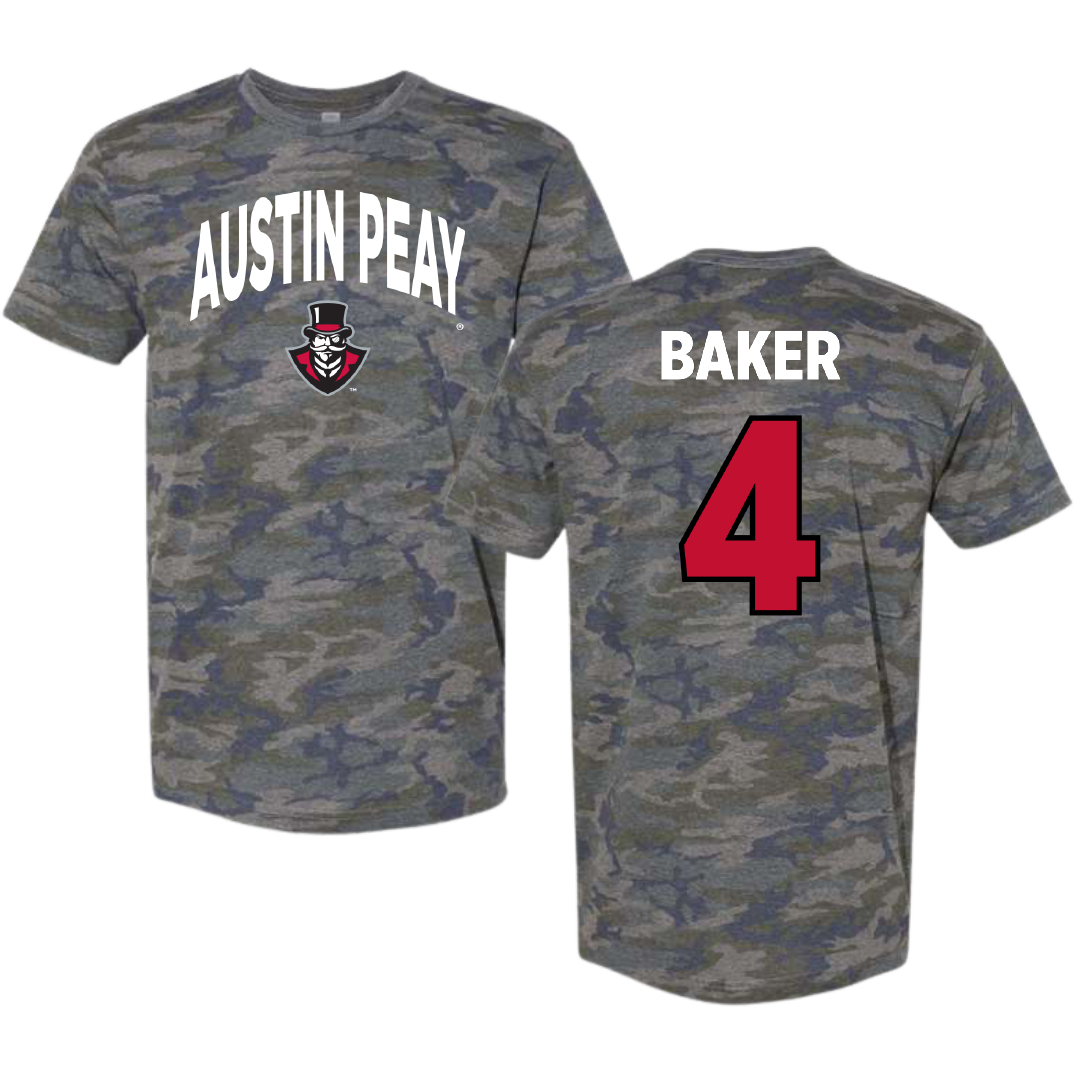 Austin Peay State University Softball Vintage Camo Tee - #4 Emilee Baker