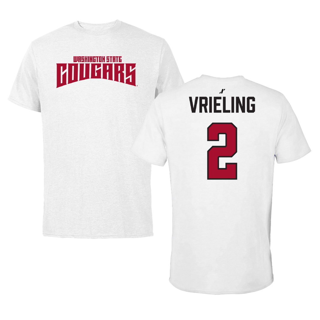 Washington State University Volleyball White Classic Performance Tee - #2 Taryn Vrieling