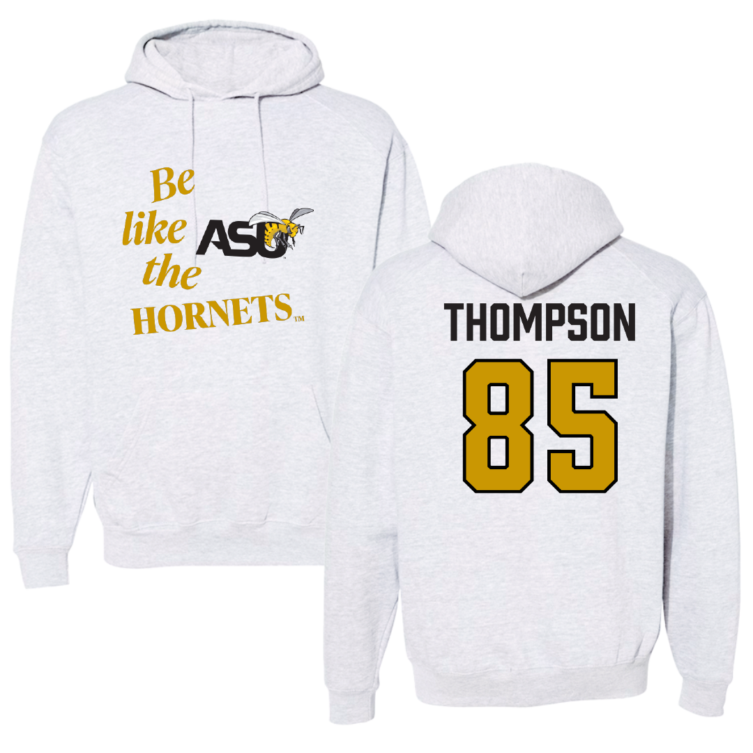 Alabama State University Football Light Gray Be Like Us Hoodie - #85 Manny Thompson