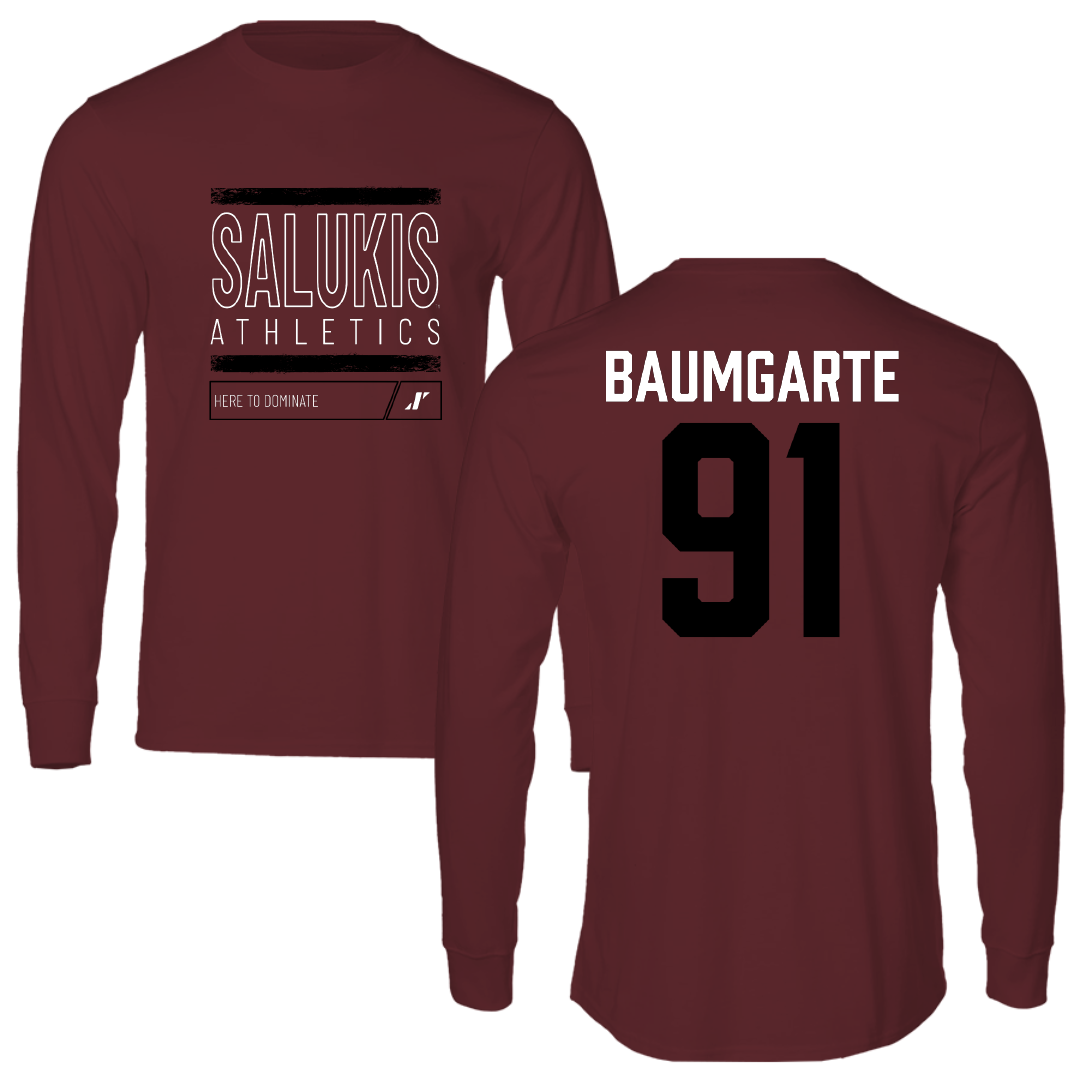 Southern Illinois University at Carbondale Football Maroon Dominate Long Sleeve - #91 Jake Baumgarte