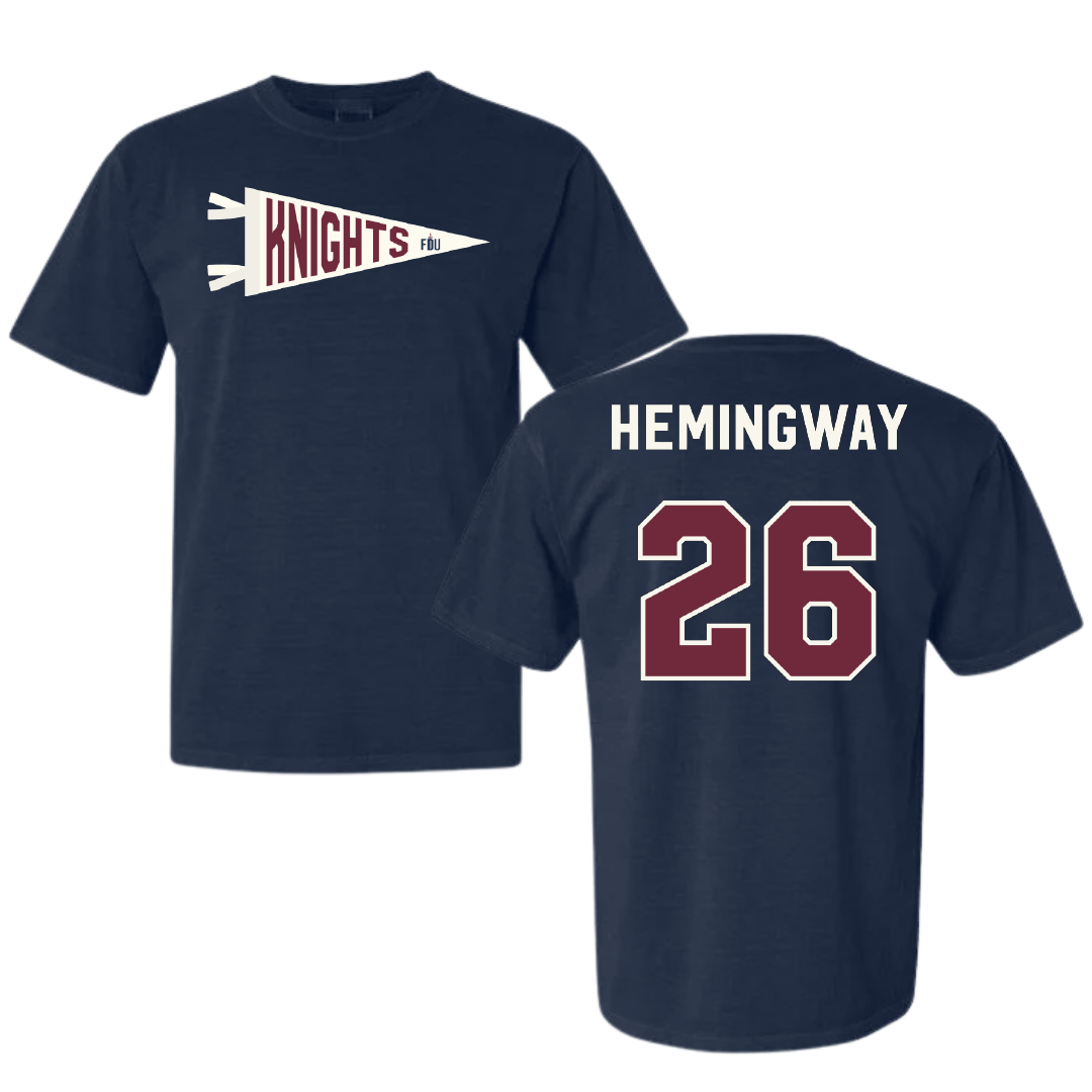 Fairleigh Dickinson University-Metropolitan Campus Softball Navy Pennant Comfort Colors Tee - #26 Jordyn Hemingway