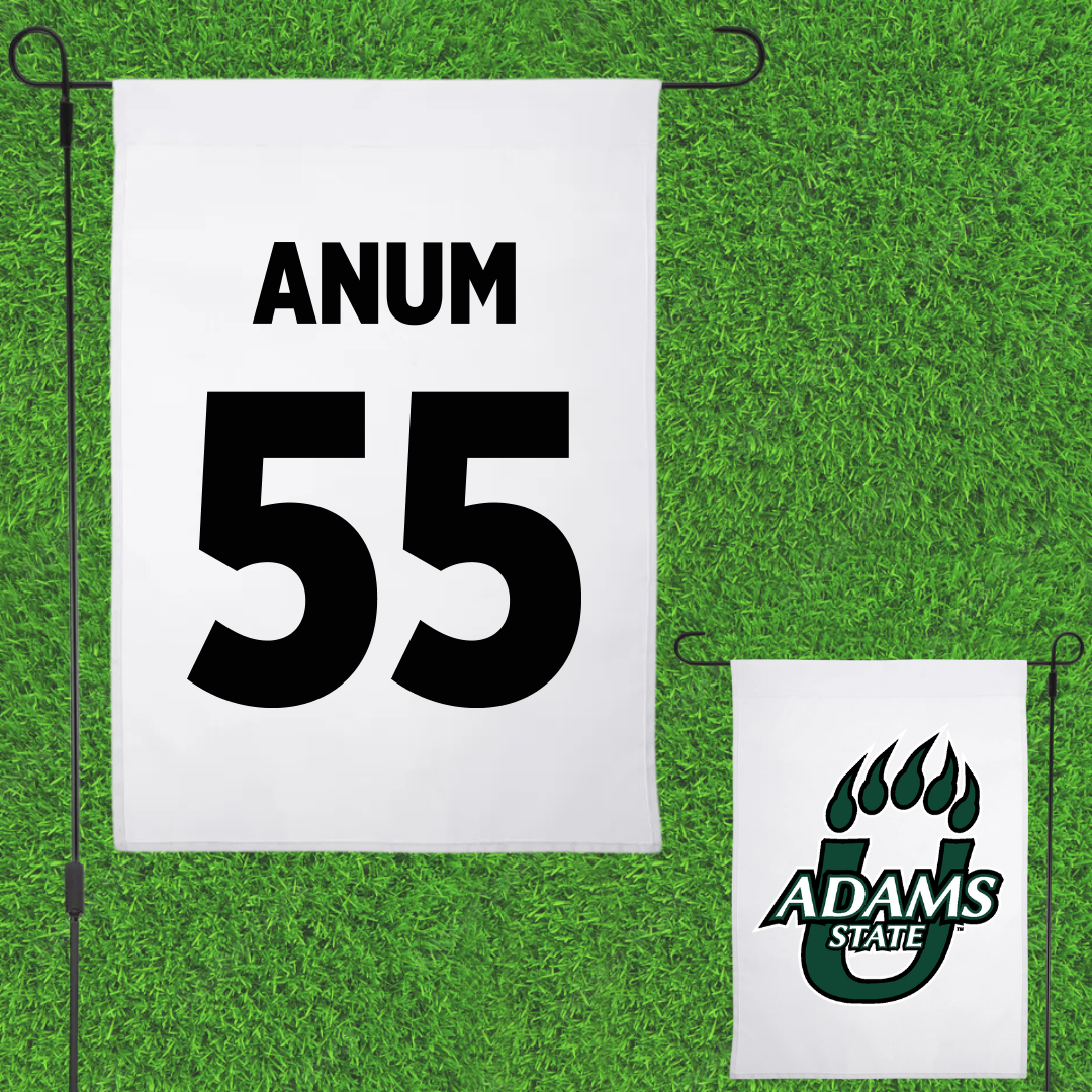 Adams State University Football White Garden Flag - #55 Maxime Anum