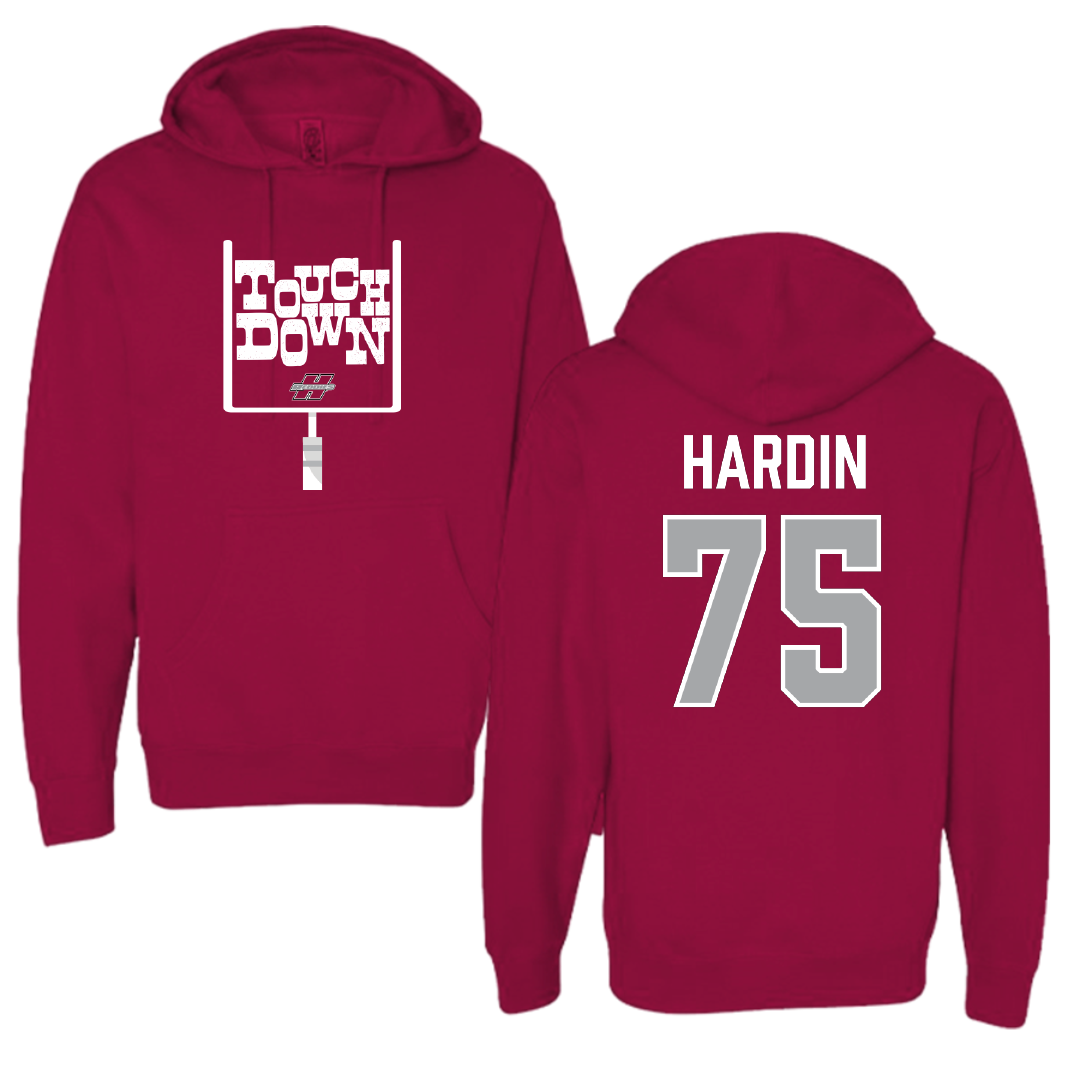Henderson State University Football Cardinal Touchdown Hoodie - #75 Elijah Hardin