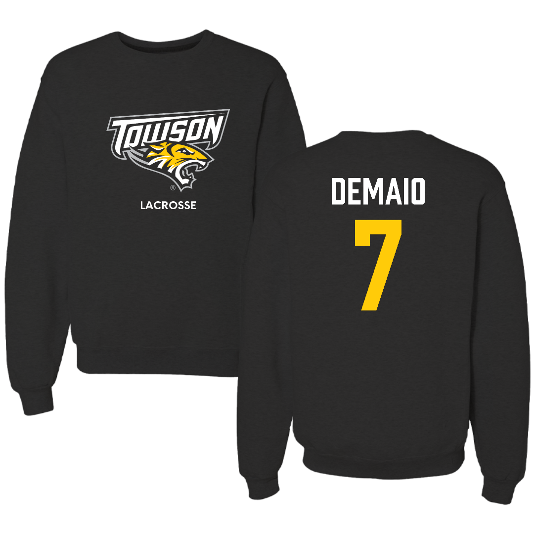 Towson University Lacrosse (W) Black Crewneck - #7 Luca DeMaio