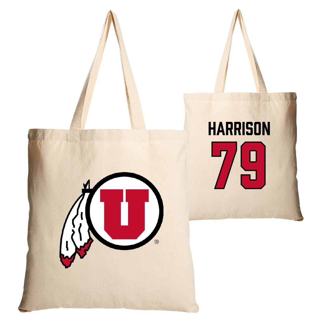 University of Utah Football Tan Canvas Tote Bag - #79 Alex Harrison