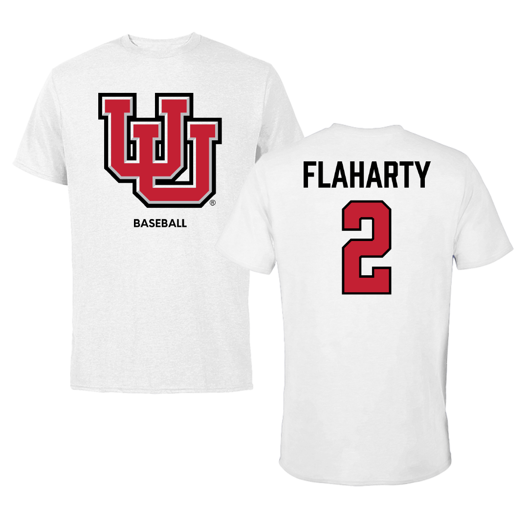 University of Utah Baseball White Performance Tee - #2 Matt Flaharty