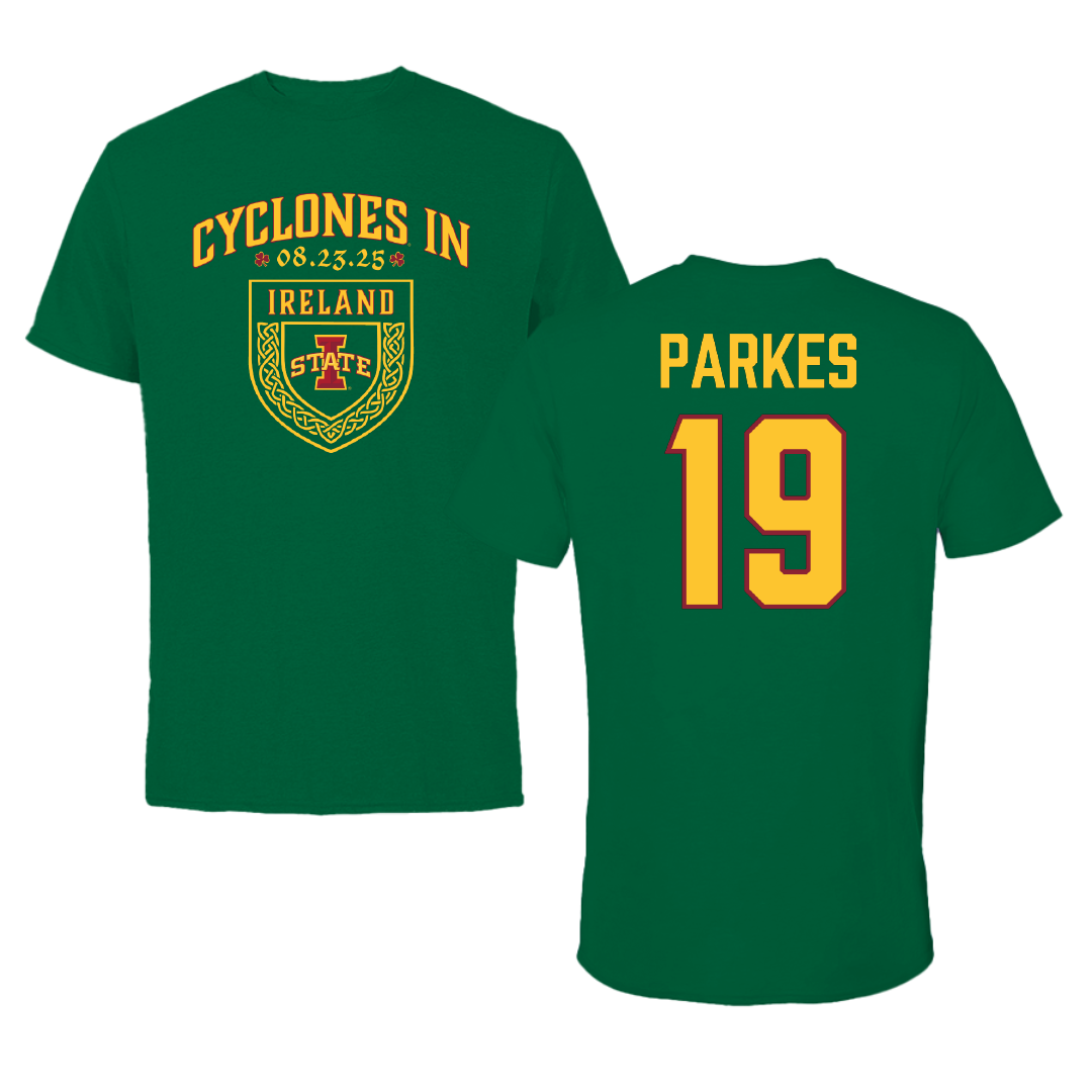 Iowa State University Football Green Cyclones in Ireland Tee - #19 Michael Parkes