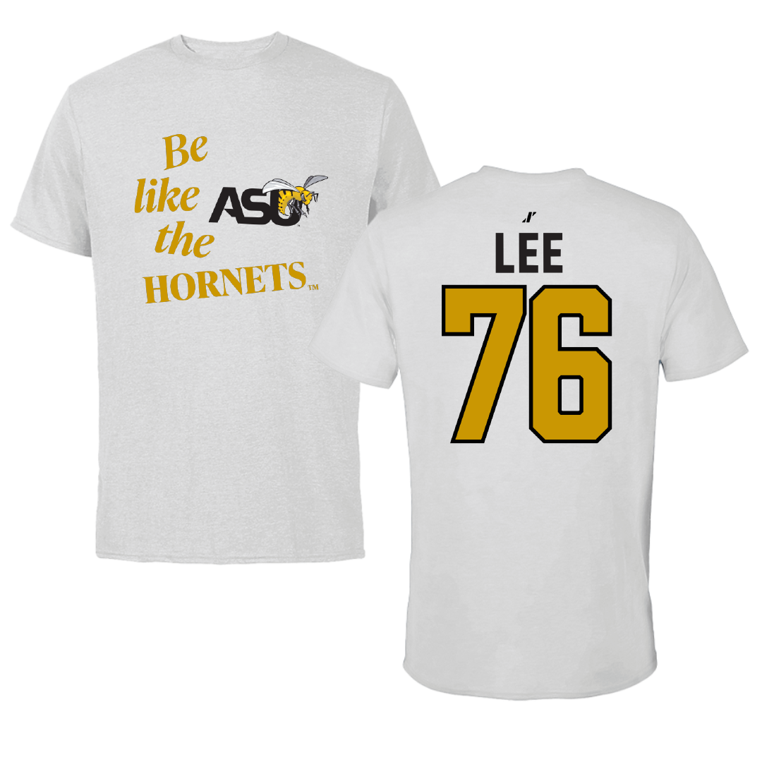 Alabama State University Football Light Gray Be Like Us Performance Tee - #76 Marvin Lee