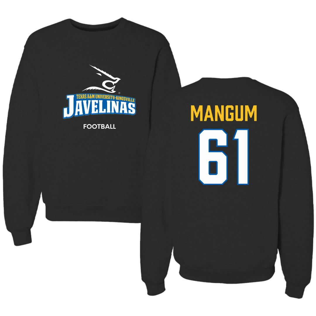 Texas A&M University-Kingsville Football Black Crewneck - #61 Hunter Mangum