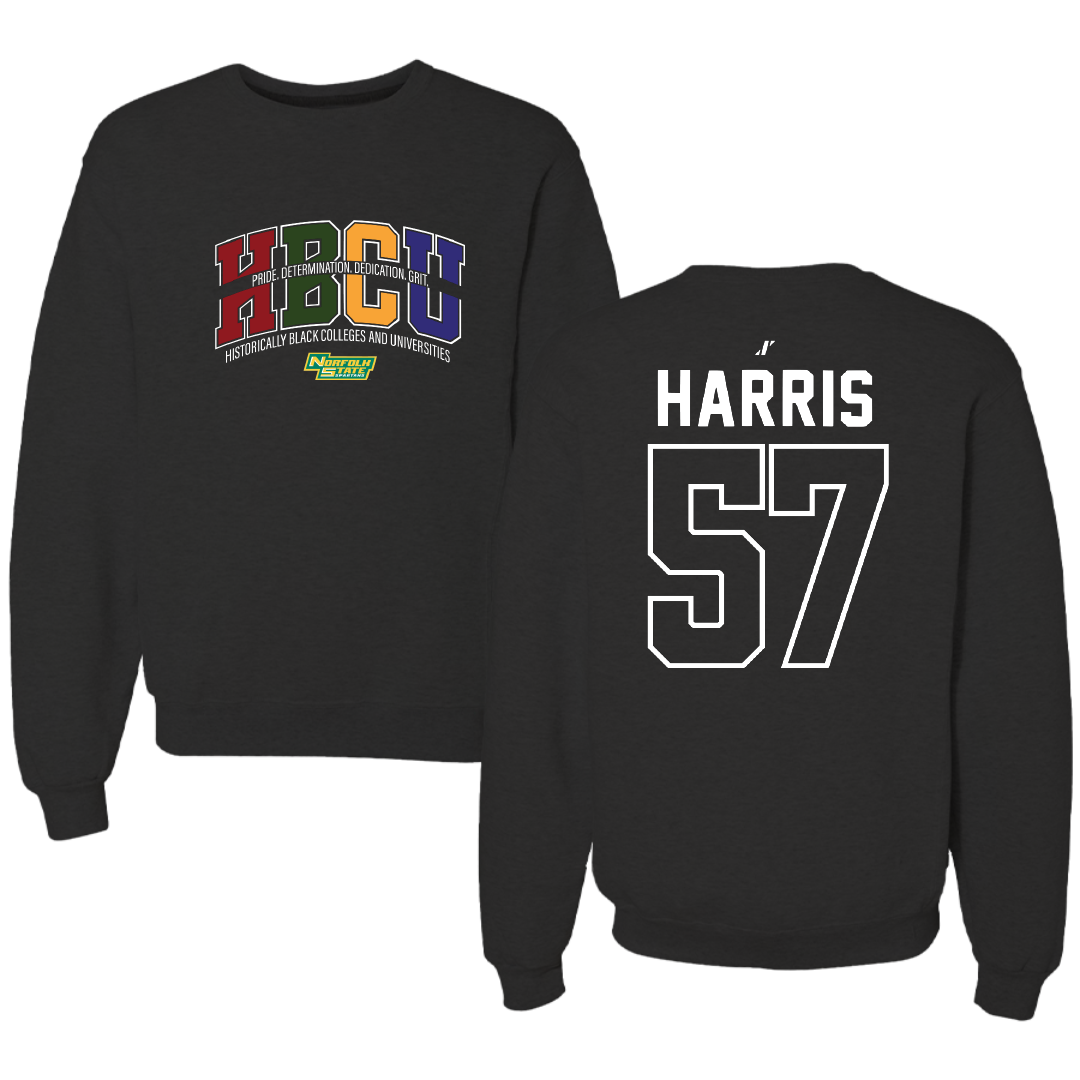 Norfolk State University Football Black HBCU Crewneck - #57 Stewart Harris