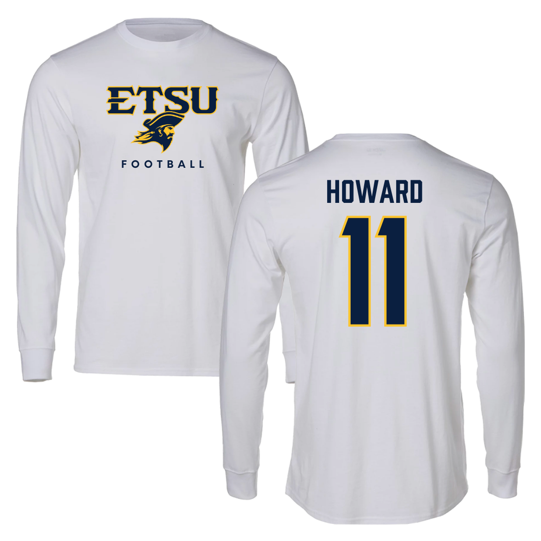 Eastern Kentucky University Football White Performance Long Sleeve - #11 Blake Howard