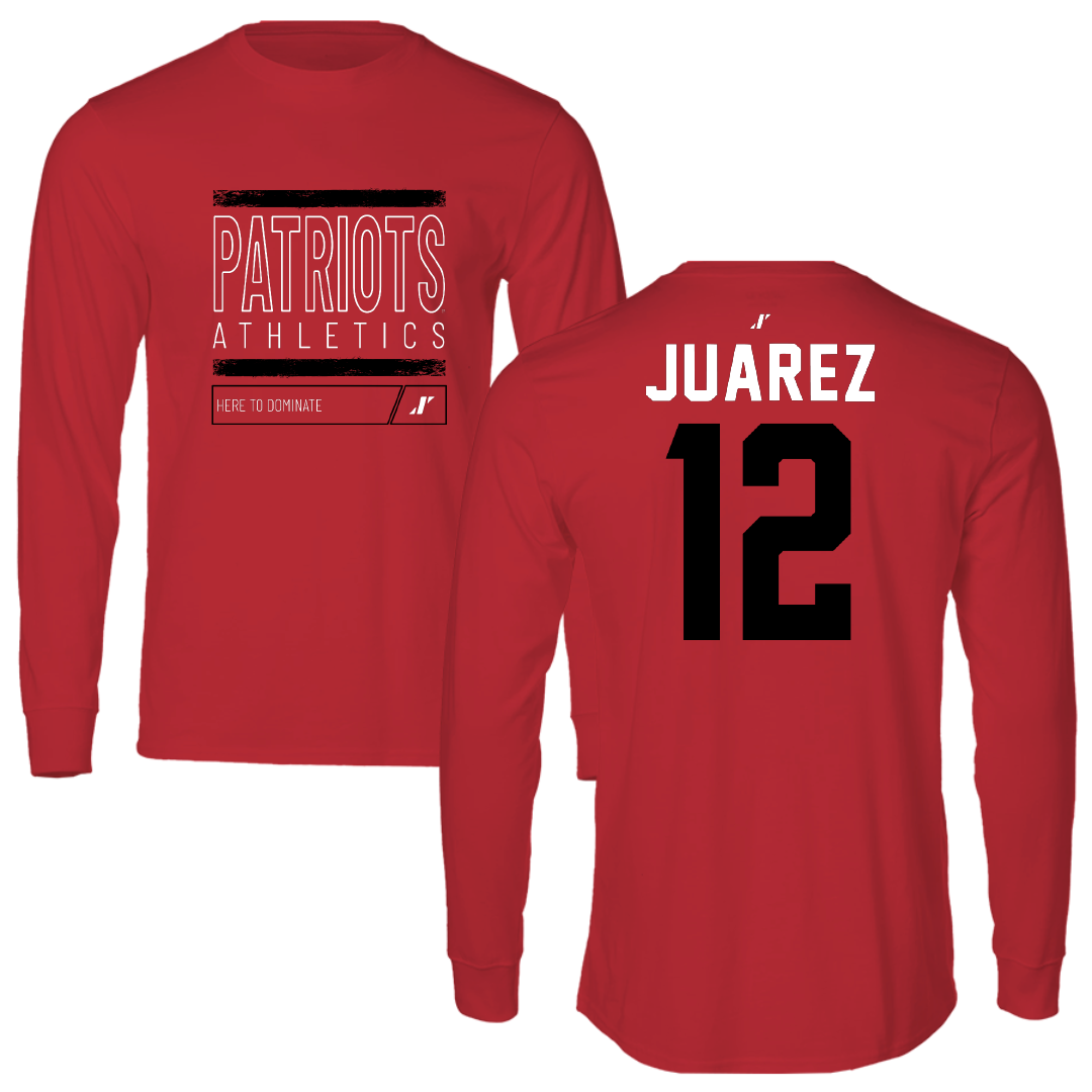 Dallas Baptist University Ice Hockey Red Dominate Performance Long Sleeve - #12 Exavier Juarez