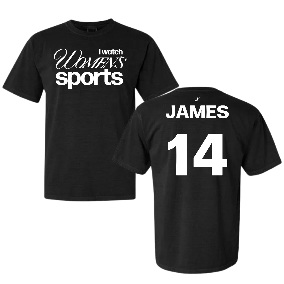 University of Idaho Soccer Black WHM Comfort Colors Tee - #14 Emma James