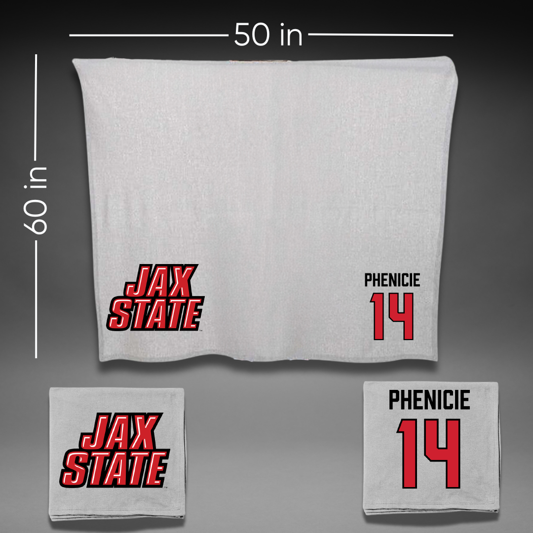 Jacksonville State University Volleyball Gray Blanket - #14 Parker Phenicie