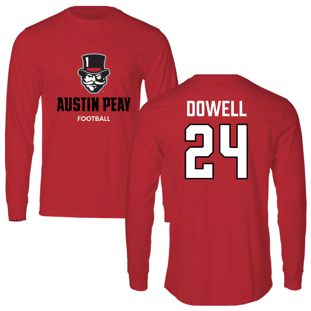 Austin Peay State University Football Red Mascot Long Sleeve - #24 Malaki Dowell