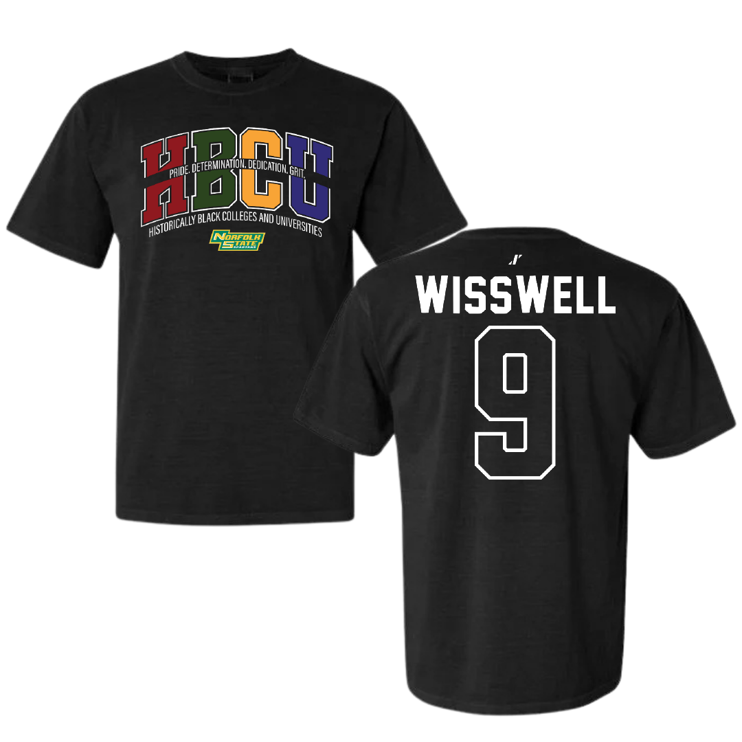 Norfolk State University Softball Black HBCU Comfort Colors Tee - #9 Leah Wisswell