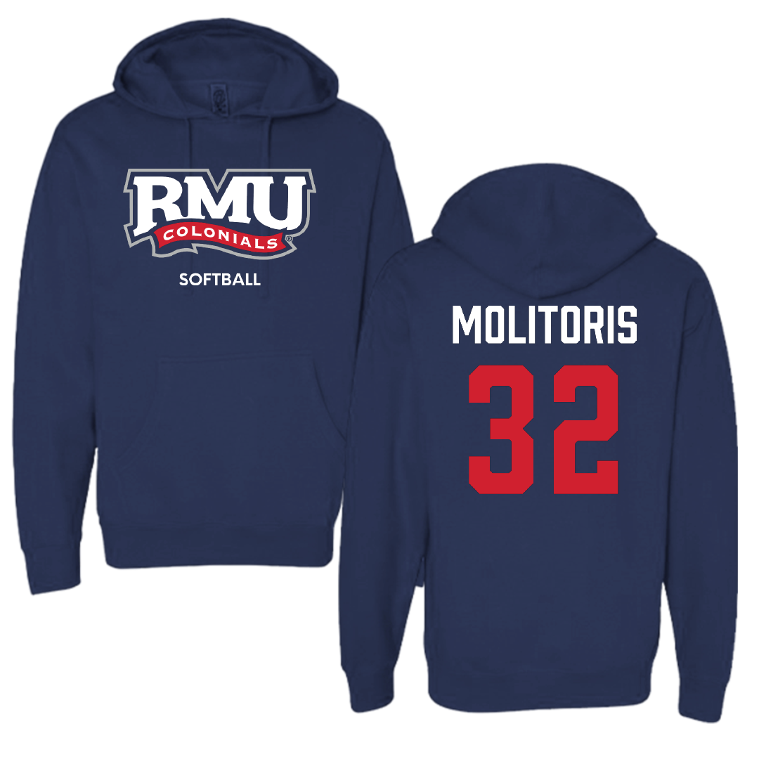 Robert Morris University Softball Navy Hoodie - #32 Kaitlyn Molitoris
