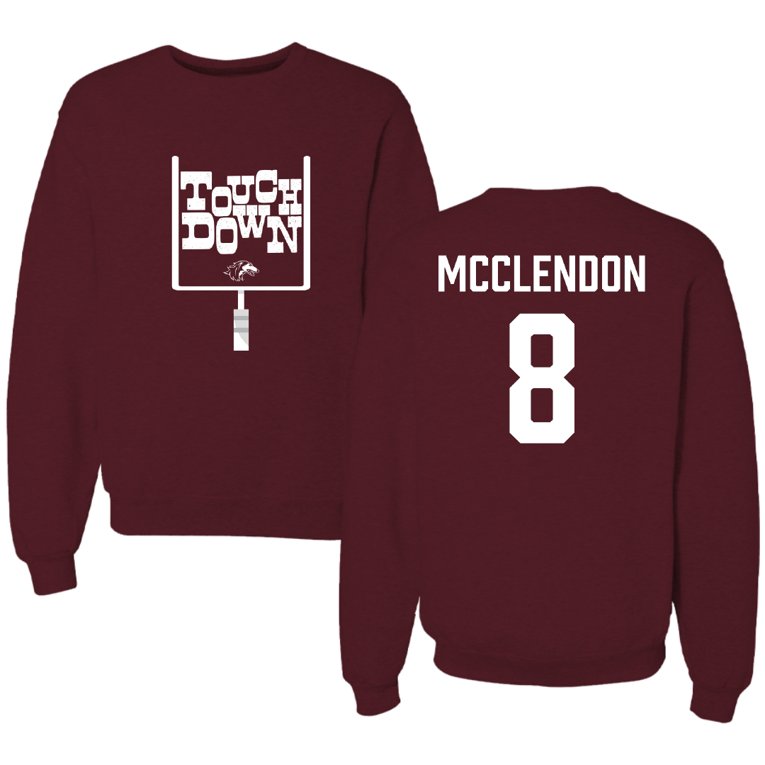 Southern Illinois University at Carbondale Football Maroon Touchdown Crewneck - #8 Jeremiah McClendon