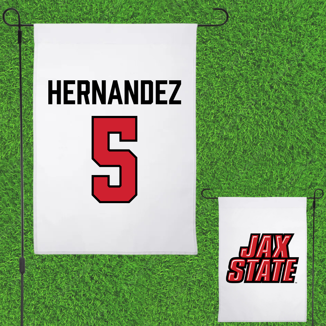 Jacksonville State University Baseball White Garden Flag - #5 Javon Hernandez