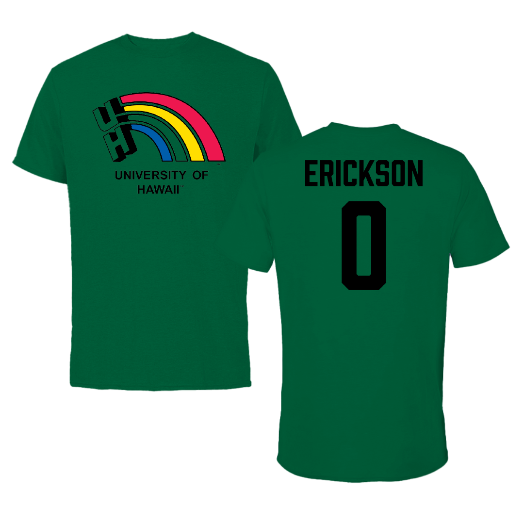 University of Hawaii Basketball (M) Green Vintage Tee - #0 Hunter Erickson