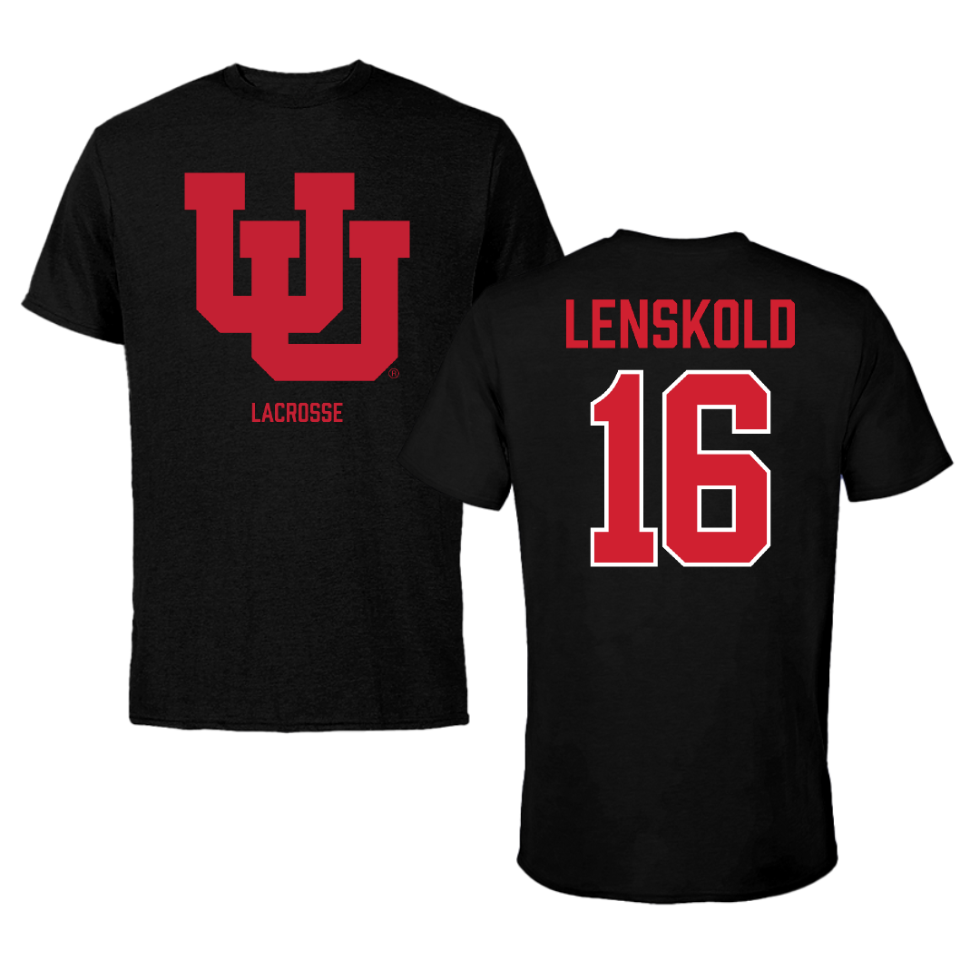 University of Utah Lacrosse (M) Black Performance Tee - #16 Colin Lenskold