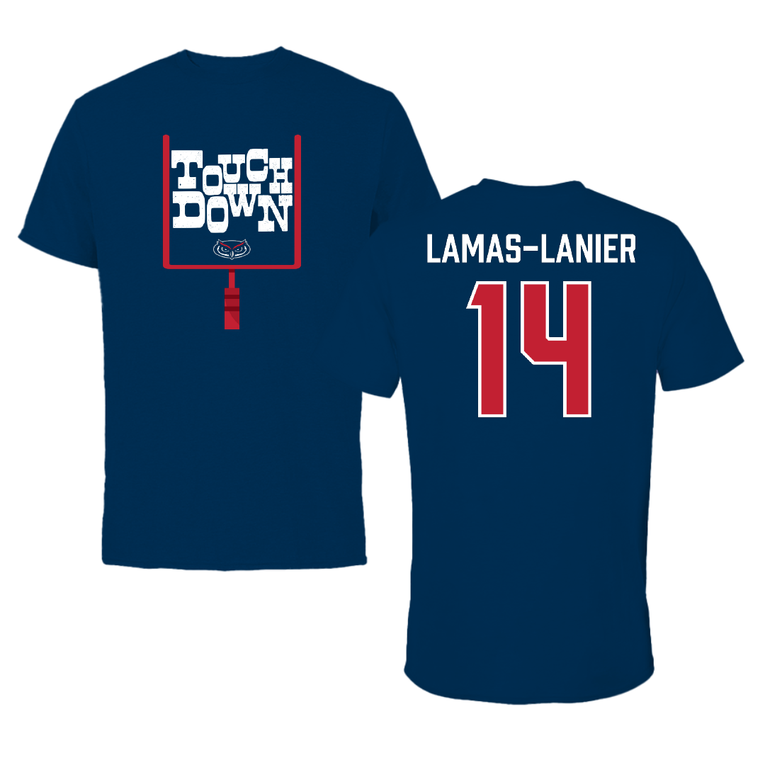 Florida Atlantic University Football Navy Touchdown Performance Tee - #14 Courtney Lamas-Lanier