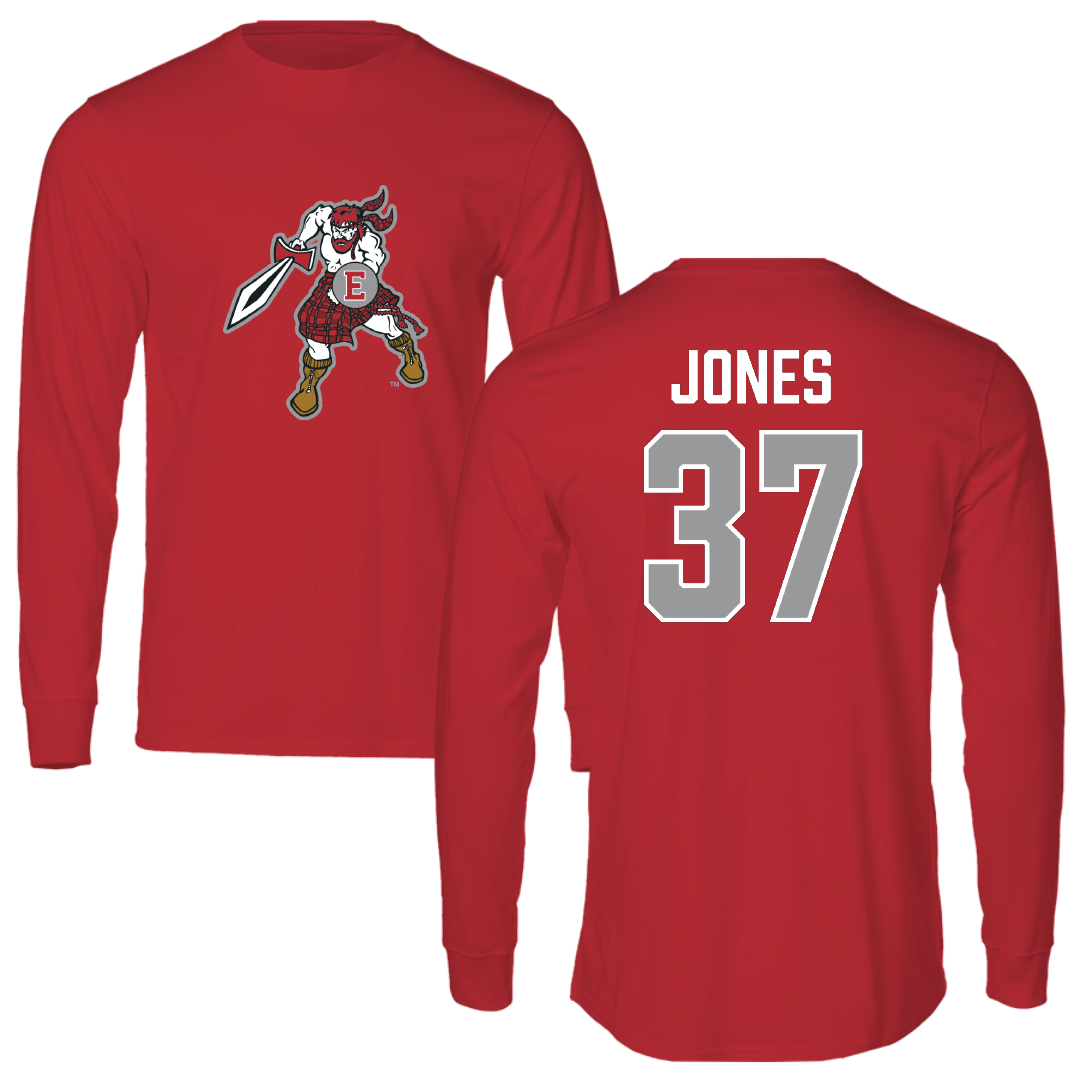 PennWest Edinboro Football Red Performance Long Sleeve - #37 Amari Jones