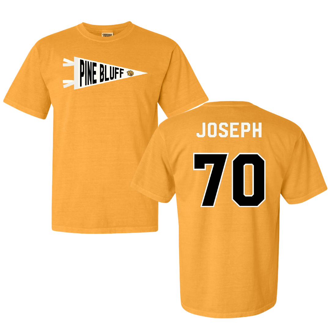 University of Arkansas-Pine Bluff Football Gold Pennant Comfort Colors Tee - #70 Charles Joseph