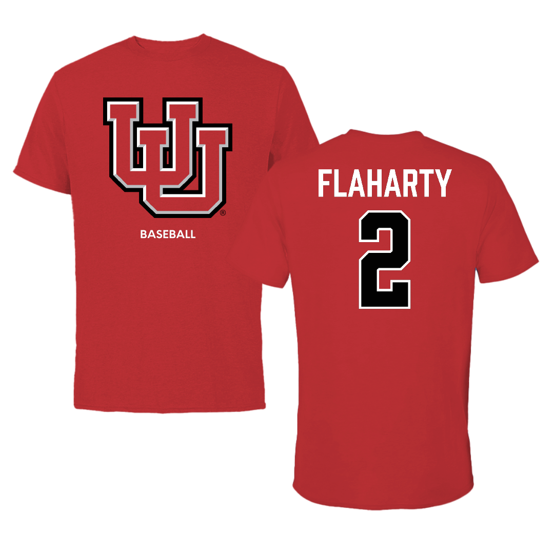 University of Utah Baseball Red Tee - #2 Matt Flaharty