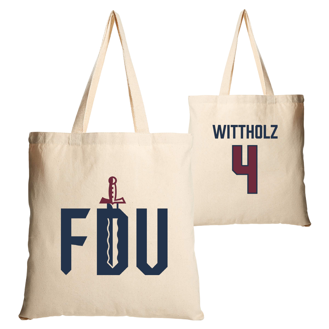 Fairleigh Dickinson University-Metropolitan Campus Volleyball Tan Canvas Tote Bag - #4 Samantha Wittholz