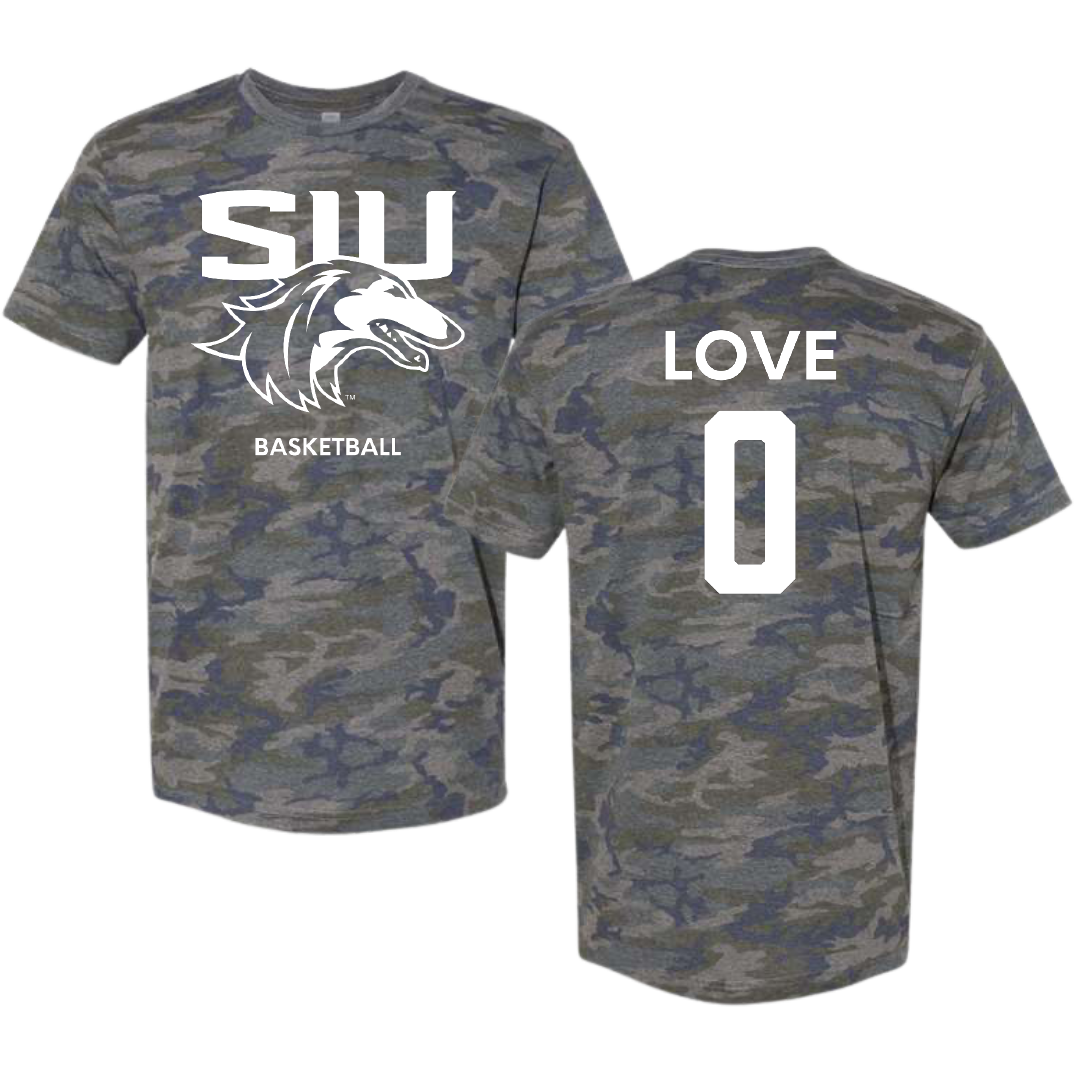 Southern Illinois University at Carbondale Basketball (W) Vintage Camo Tee - #0 Quierra Love