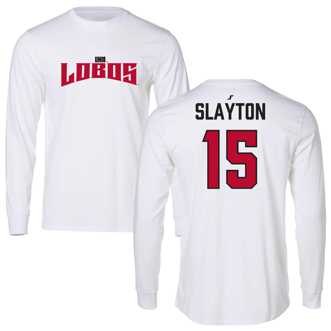 University of New Mexico Football White Classic Long Sleeve - #15 Xavier Slayton