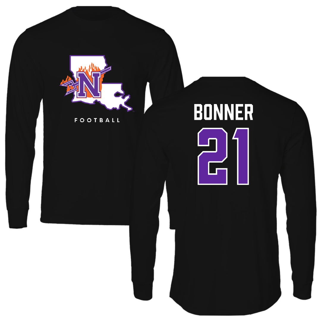 Northwestern State University Football Black Block Long Sleeve - #21 Ja’Marion Bonner