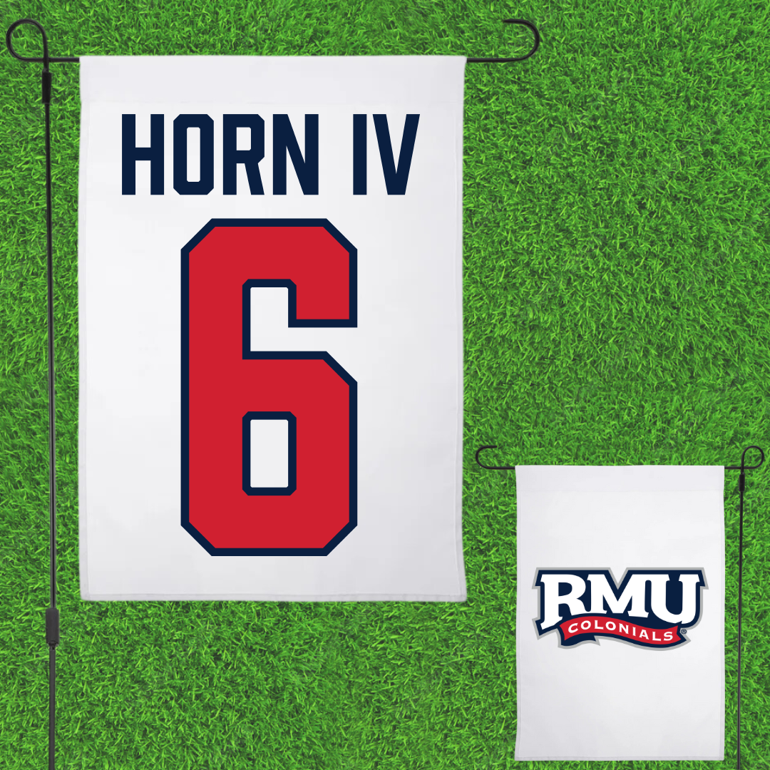 Robert Morris University Football White Garden Flag - #6 Will Horn IV