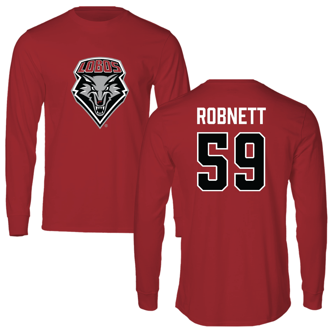 University of New Mexico Football Canvas Red Long Sleeve - #59 Kaden Robnett
