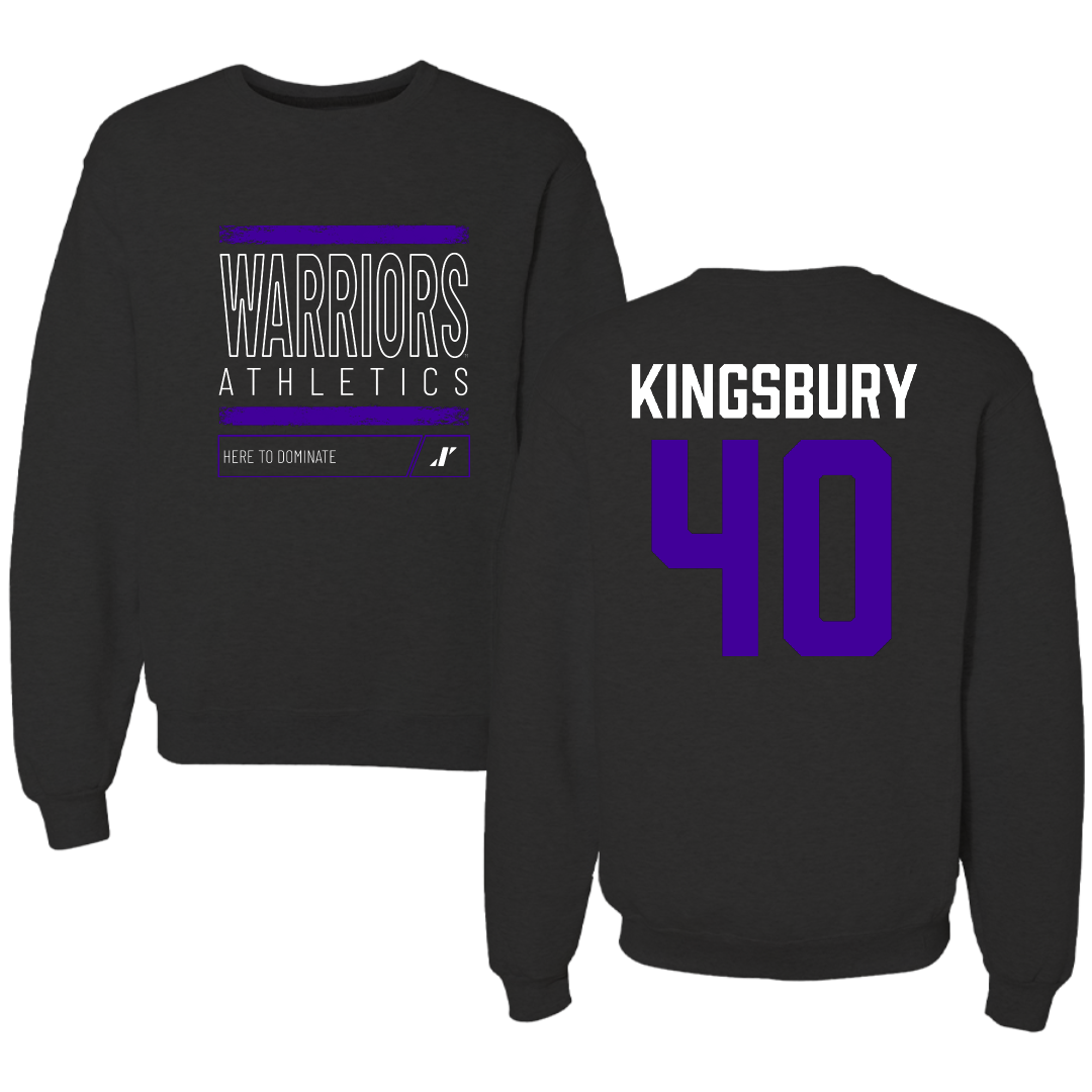 Winona State University Football Black Dominate Crewneck - #40 Ben Kingsbury