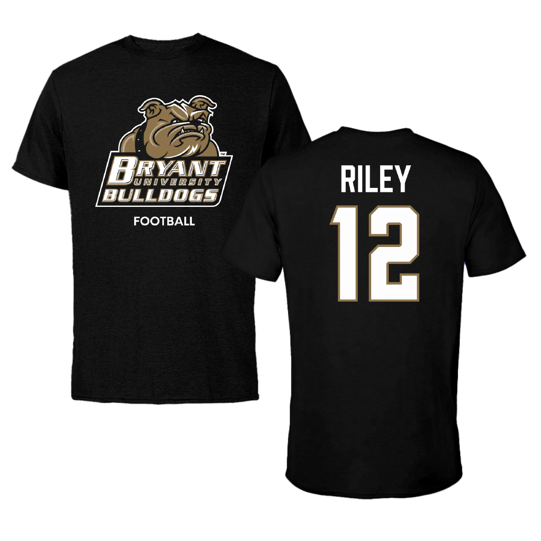 Bryant University Football Black Tee - #12 Tristen Riley