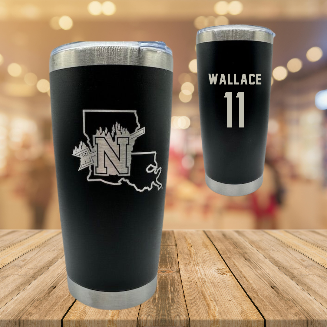 Northwestern State University Football Black Stainless Steel Tumbler - #11 Dane Wallace